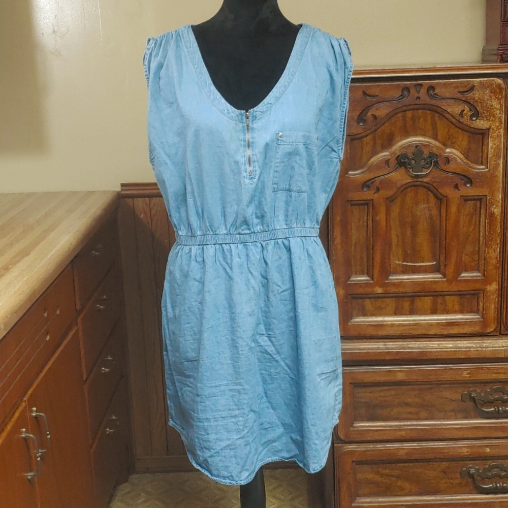 New Look Ruched Shoulder Jean "Look" Dress L